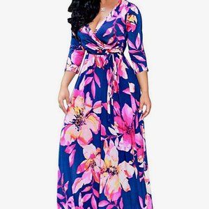 Women's Summer Dress, 3/4 Sleeve, Floral Print